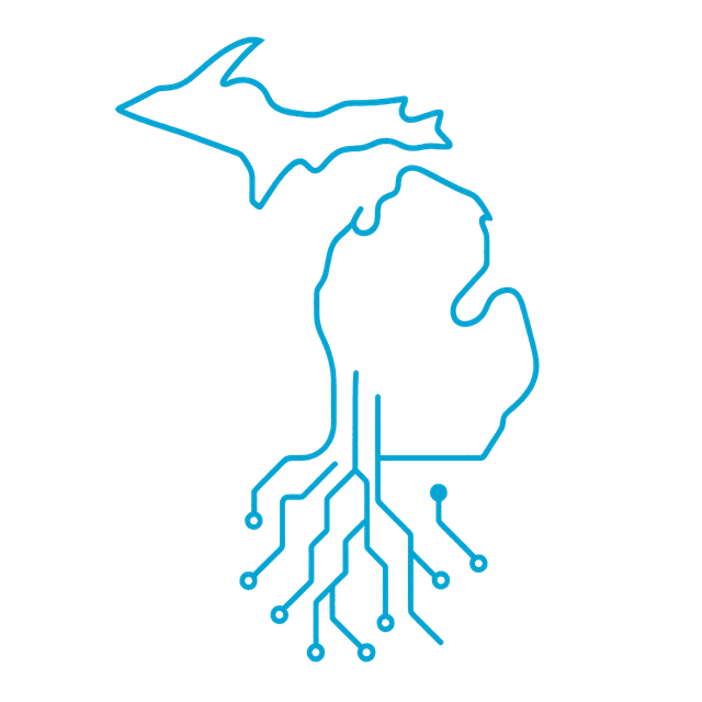 Michigan with circuit roots illustration